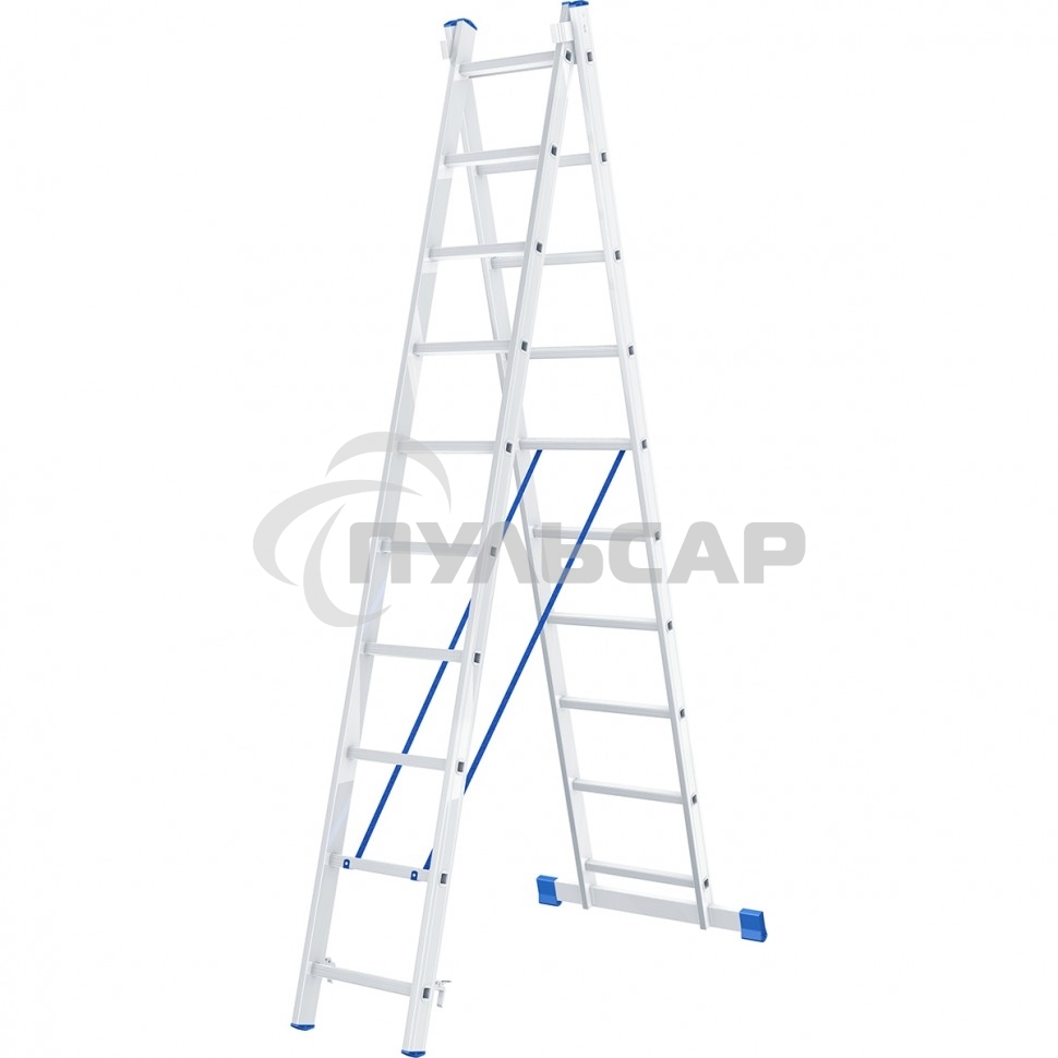 Лестница, 2 х 10 ступеней, алюминиевая, двухсекционная, Россия Сибртех 97910