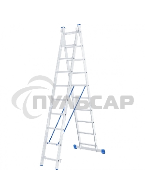Лестница, 2 х 10 ступеней, алюминиевая, двухсекционная, Россия Сибртех 97910