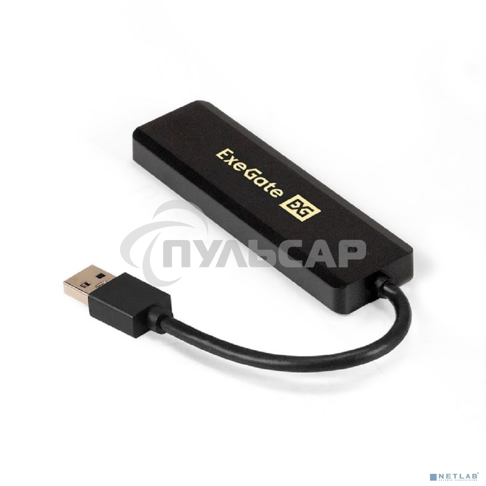 Хаб USB (концентратор) ExeGate DUB-4P/1 (кабель-адаптер USB3.0 --> 4xUSB3.0, Plug&Play, черный)