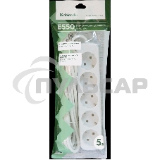 Удлинитель Defender E550 белый 5.0 м, 5 розеток 