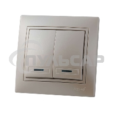 Выключатель LEZARD 701-3030-112серия скр.проводки Мира двойной подсветка жемчужно-белый перламутр