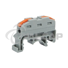 Клемма соединительная многоразовая проходная 1 полюс с креплением на DIN-рейку (0,08-4 мм²), серая (25 шт./уп.) Rexant