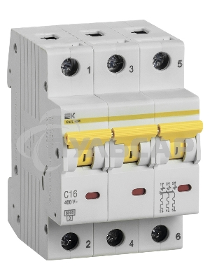 Выключатель автоматический трехполюсный ВА47-60M 3Р 16А 6кА С MVA31-3-016-C IEK