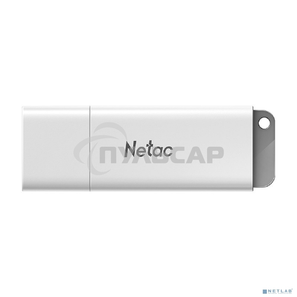 Флешка USB Netac U185, 64 Gb, USB 2.0, NT03U185N-064G-20WH, с колпачком, пластиковая белая