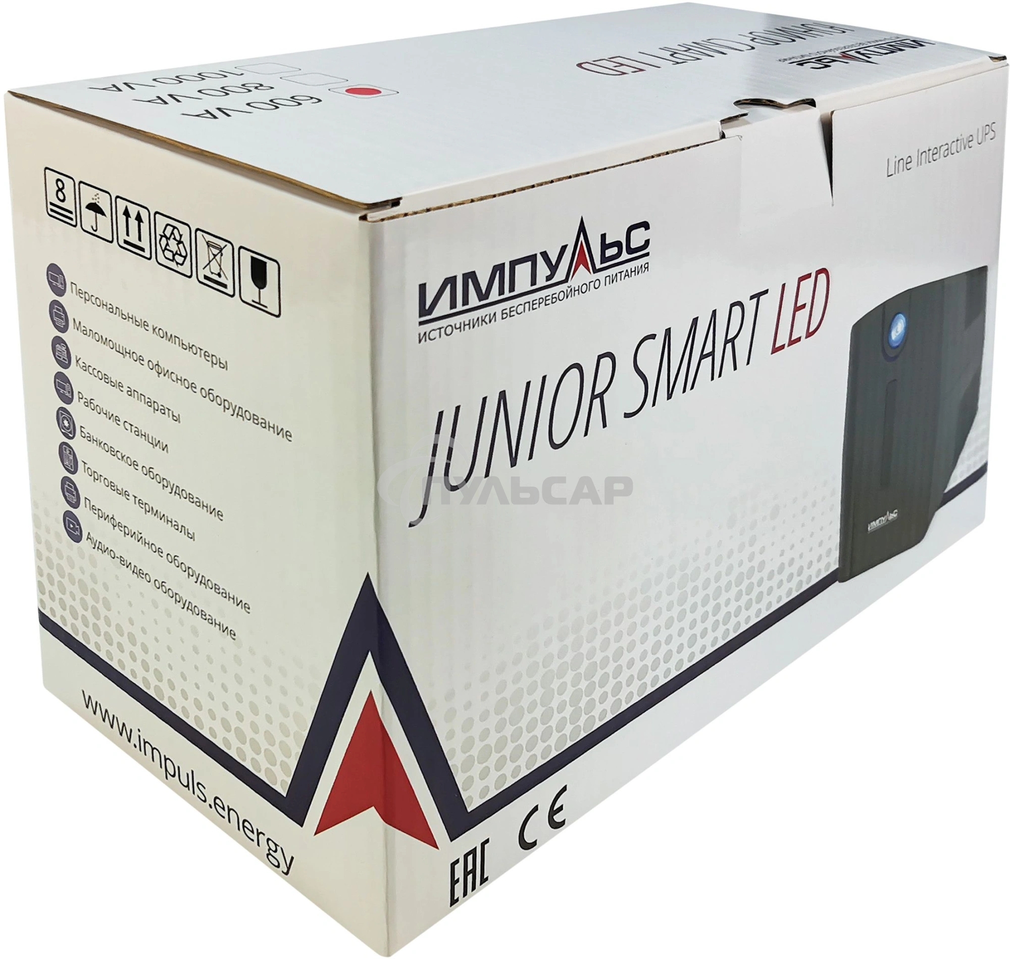 Источник бесперебойного питания Импульс ЮНИОР СМАРТ 600, 600/360 ВА/Вт, LED, USB, SCHUKOx2