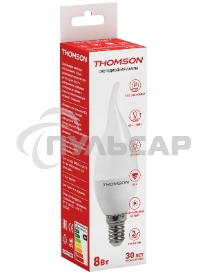 Лампа светодиодная Hiper THOMSON LED TAIL CANDLE 8W 670Lm E14 4000K TH-B2028