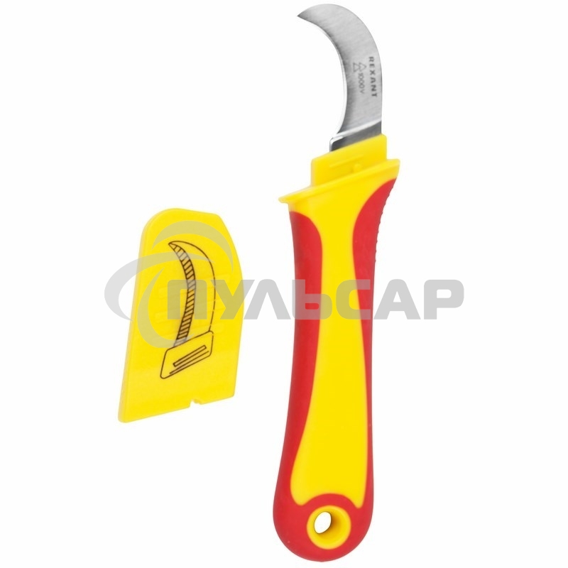 Нож монтажника, нержавеющая сталь, изогнутое лезвие Rexant