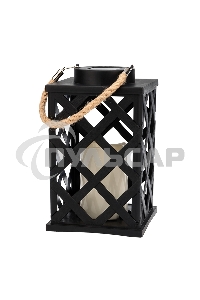 Декоративный фонарь Neon-night на солнечной батарее 14х14х24 см, черный плетеный корпус, теплый белый цвет свечения