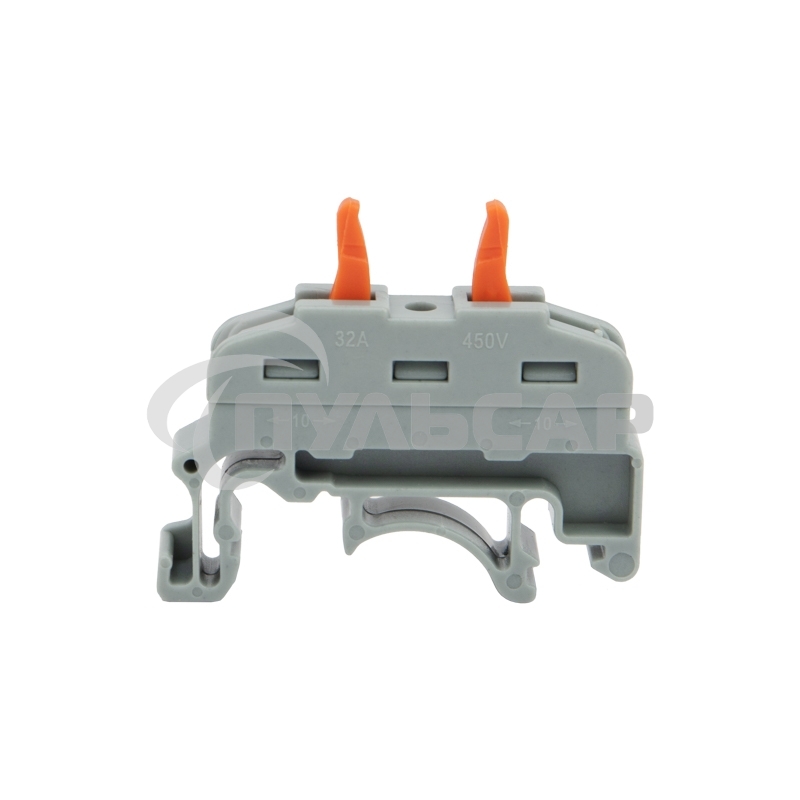 Клемма соединительная многоразовая проходная 1 полюс с креплением на DIN-рейку (0,08-4 мм²), серая (25 шт./уп.) Rexant