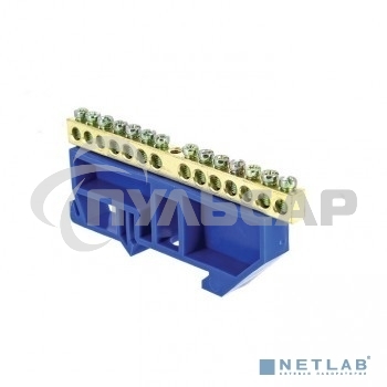 Шина нулевая N 8х12 14 отвер. латунь син. изолятор на DIN-рейку PROxima EKF sn0-125-14-d