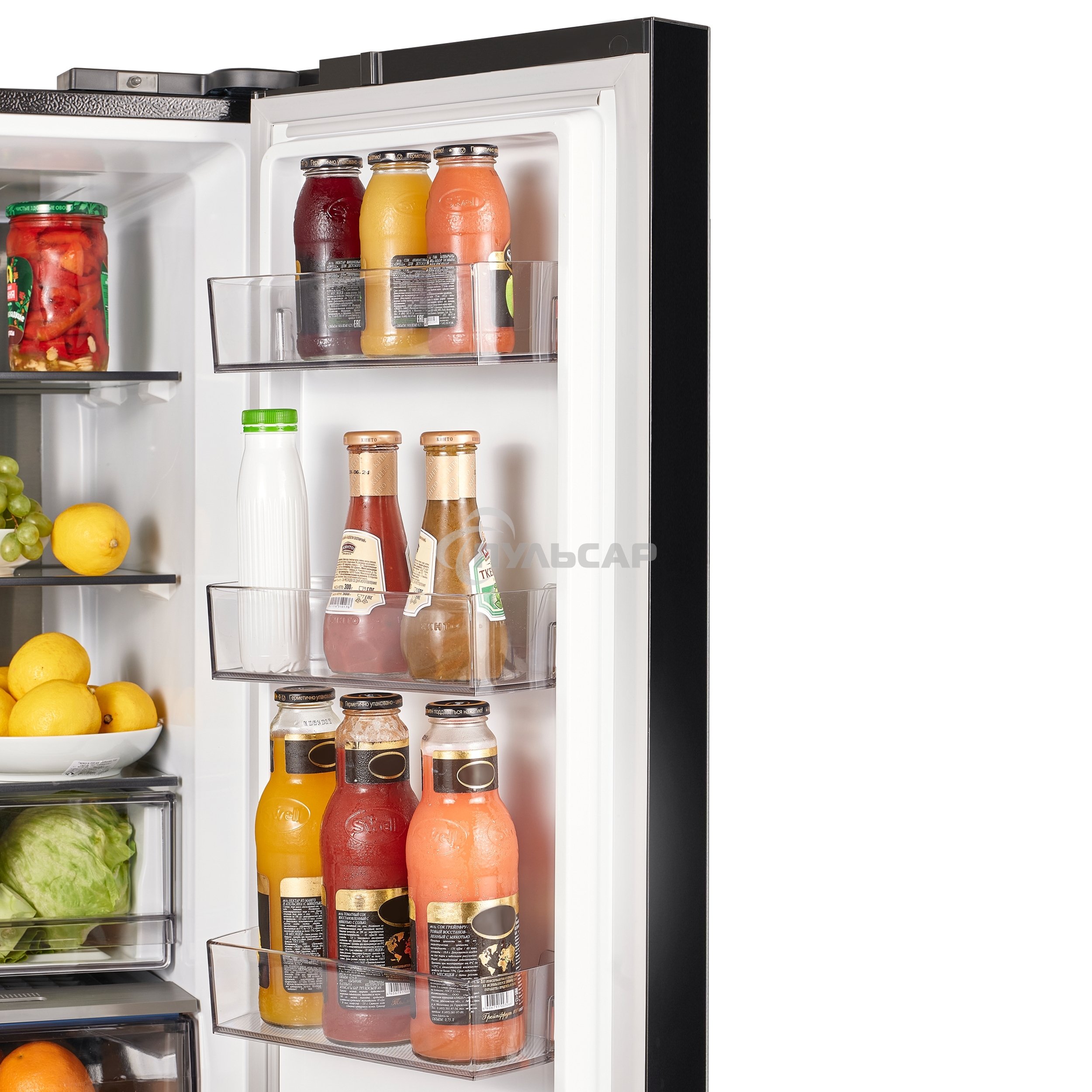 Холодильник Maunfeld MFF183NFSBE черная нержавеющая сталь трехкамерный инвертор 405л морозилка снизу