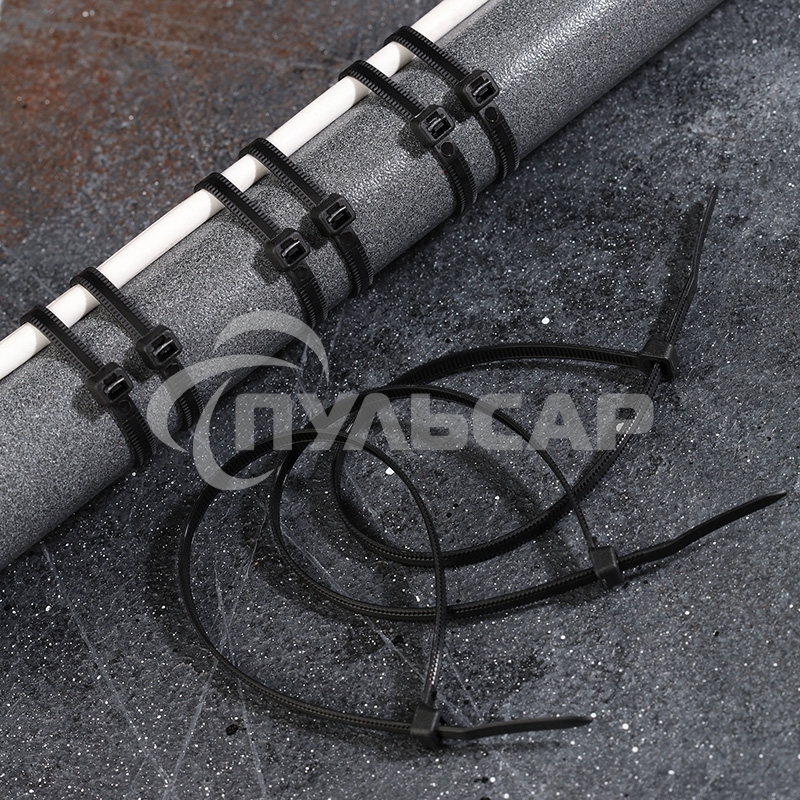 Хомут-стяжкa нейлоновая с тройным замком Rexant 250x4,8 мм, черная, упаковка 100 шт.