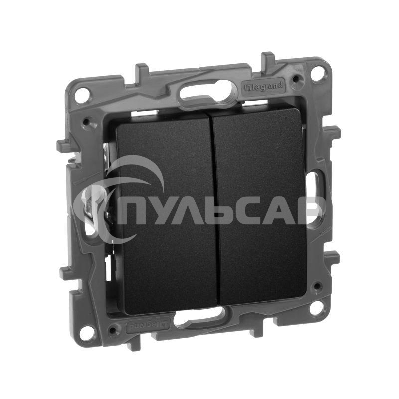 Переключатель 2клавишный 10AX, антрацит ETIKA 