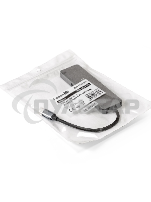 Док-станция ExeGate DUB-31C/PD/H (кабель-адаптер USB Type-C --> 3xUSB3.0 + PD 60W + HDMI 4K@30Hz, Plug&Play, серый)