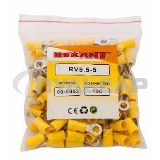 Наконечник кольцевой изолированный ø 5.3 мм 4-6 мм² (НКи 6.0-5/НКи5,5-5) желтый Rexant