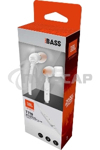 Наушники JBL Tune 110, 3.5 мм, внутриканальные, белый