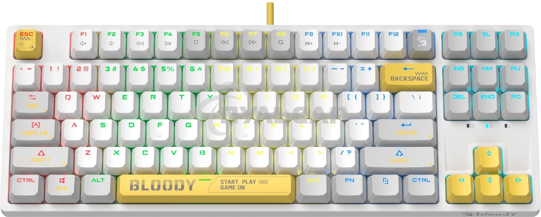 Клавиатура проводная A4Tech Bloody S87 Energy (S87 USB ENERGY WHITE) USB белый/желтый