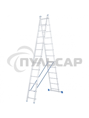 Лестница, 2 х 13 ступеней, алюминиевая, двухсекционная, Россия Сибртех 97913