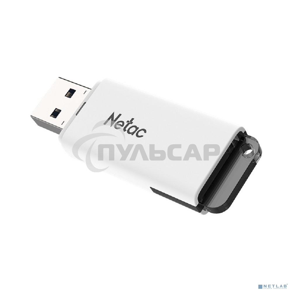 Флешка USB Netac U185, 64 Gb, USB 2.0, NT03U185N-064G-20WH, с колпачком, пластиковая белая