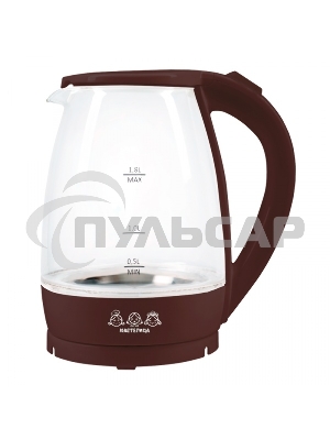 Чайник электрический Мастерица ЕК-1801G, шоколад, 1,8л, стекло, 1850 Вт