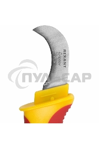 Нож монтажника, нержавеющая сталь, изогнутое лезвие Rexant