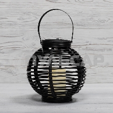 Декоративный фонарь Neon-night на солнечной батарее 20х20х22 см, черный плетеный корпус, теплый белый цвет свечения
