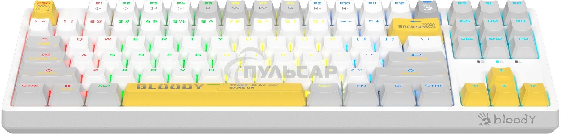 Клавиатура проводная A4Tech Bloody S87 Energy (S87 USB ENERGY WHITE) USB белый/желтый