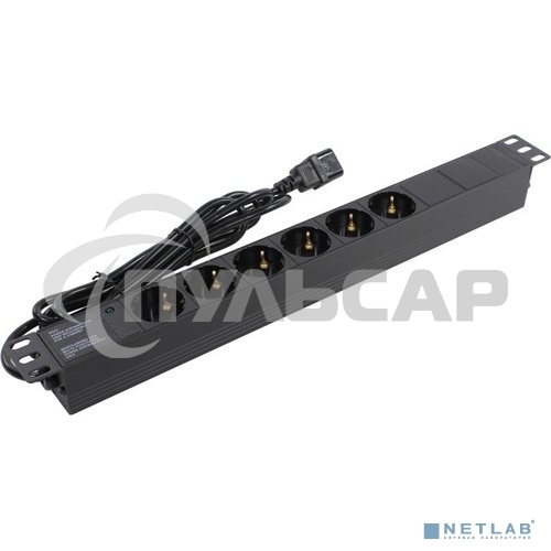Блок розеток горизонтальный ExeGate ServerPro PDU-19H604 Al-6S-C14-2.5, 19