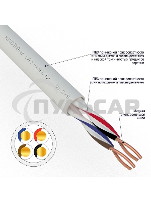 Кабель для пожарной сигнализации Rexant КПСВВнг(А)-LSLTx 2x2x0,75 мм², бухта 200 м