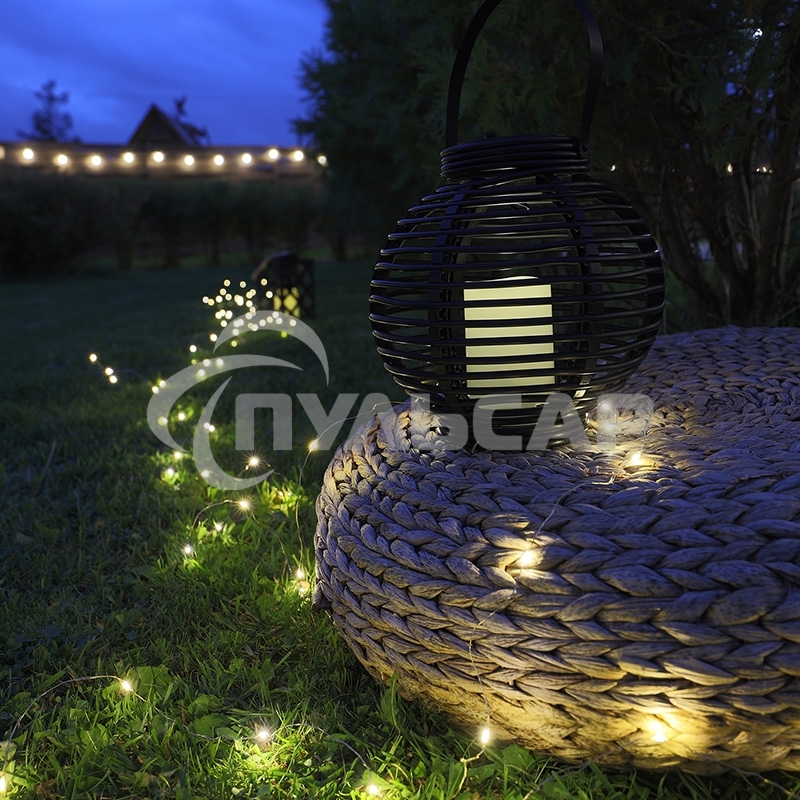 Декоративный фонарь Neon-night на солнечной батарее 20х20х22 см, черный плетеный корпус, теплый белый цвет свечения