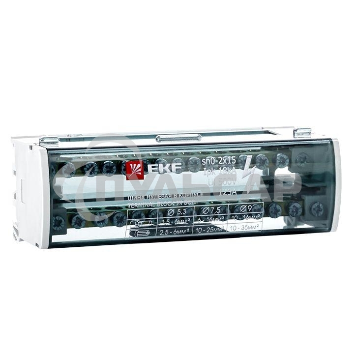 Шина нулевая в корпусе 2х15 EKF sn0-2x15