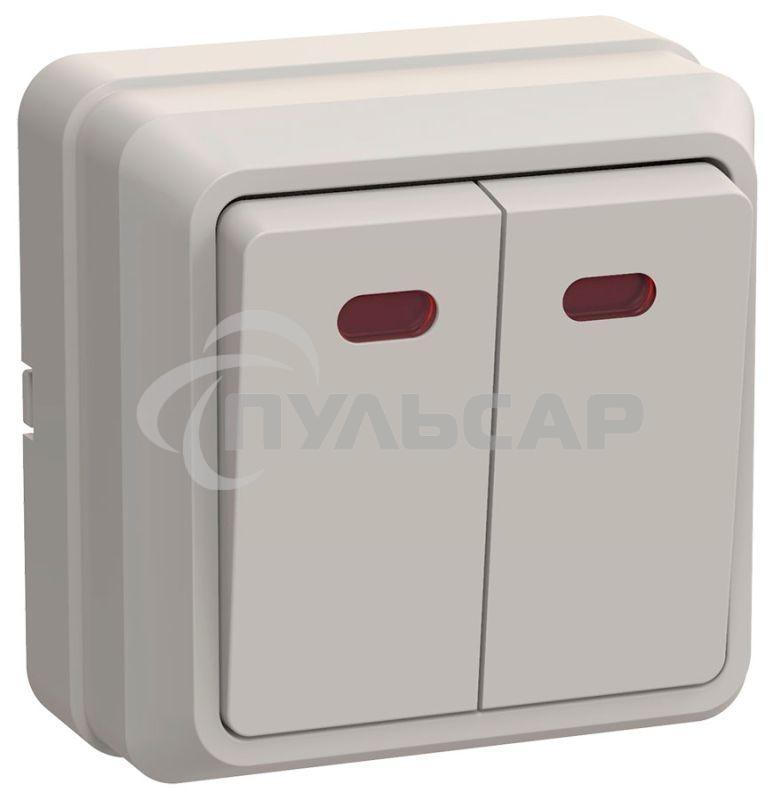 Выключатель 2-кл. ОП ОКТАВА с инд. 10А IP20 ВС20-2-1-ОКм крем. ИЭК EVO21-K33-10-DC
