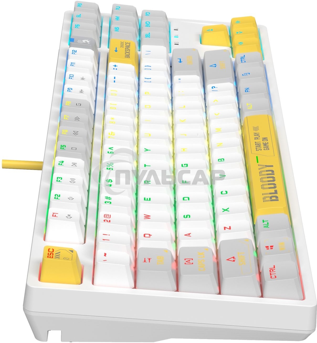 Клавиатура проводная A4Tech Bloody S87 Energy (S87 USB ENERGY WHITE) USB белый/желтый