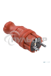 Вилка прямая ОМЕГА ВБп3-1-0м IP44 каучук красн. ИЭК PKR01-016-2-K04
