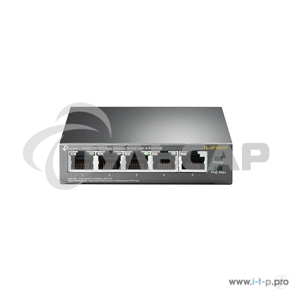 Коммутатор TP-Link SMB TL-SF1005P 5-портовый 10/100 Мбит/с настольный коммутатор с 4 портами PoE 