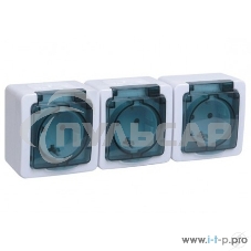 Розетка силовая Iek ERMP32-K03-16-54-EC РСб23-3-ГПБд роз 3м с з/к о/у IP54 (дымчатый) ГЕРМЕС PLUS