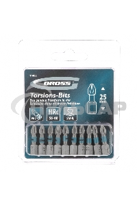 Набор бит торсионных PH2x25 мм, для ударных шуруповертов, 10 шт. Gross