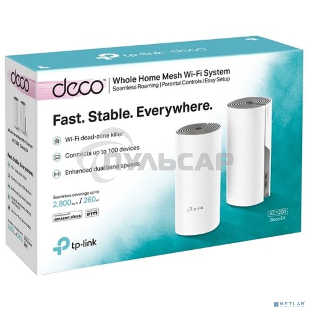 Роутер TP-LINK DECO E4(2-PACK) AC1200 Домашняя Mesh Wi-Fi система
