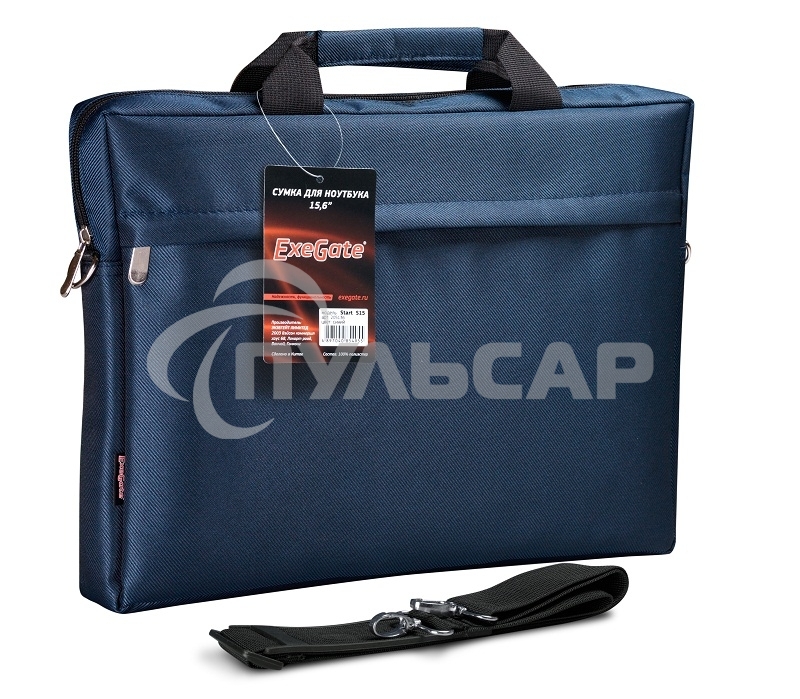 Сумка ExeGate EX205137RUS Start S15 Deep Blue, темно-синяя, полиэстер, для ноутбуков до 15.6