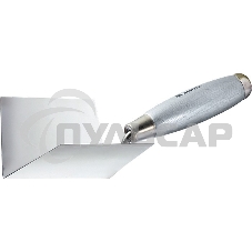 Мастерок из нерж. стали Matrix, 80 х 60 х 60 мм, для внутренних углов, деревянная ручка Мастерок из нерж. стали Matrix, 80 х 60 х 60 мм, для внутренних углов, деревянная ручка