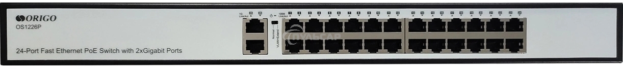 Неуправляемый PoE-коммутатор ORIGO OS1226P/285W/A1A 24x100Base-TX PoE+, 2x1000Base-T, PoE-бюджет 285 Вт, корпус металл