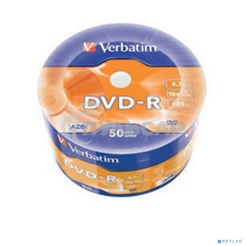 Диск DVD-R Verbatim 4.7Gb 16x Cake Box (50шт) (43788)