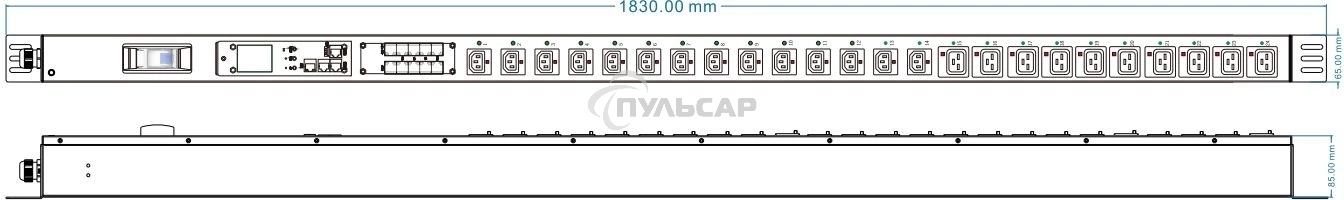Блок распределения питания Powercom PDU-32AVMS24-14C3-10C9-1P