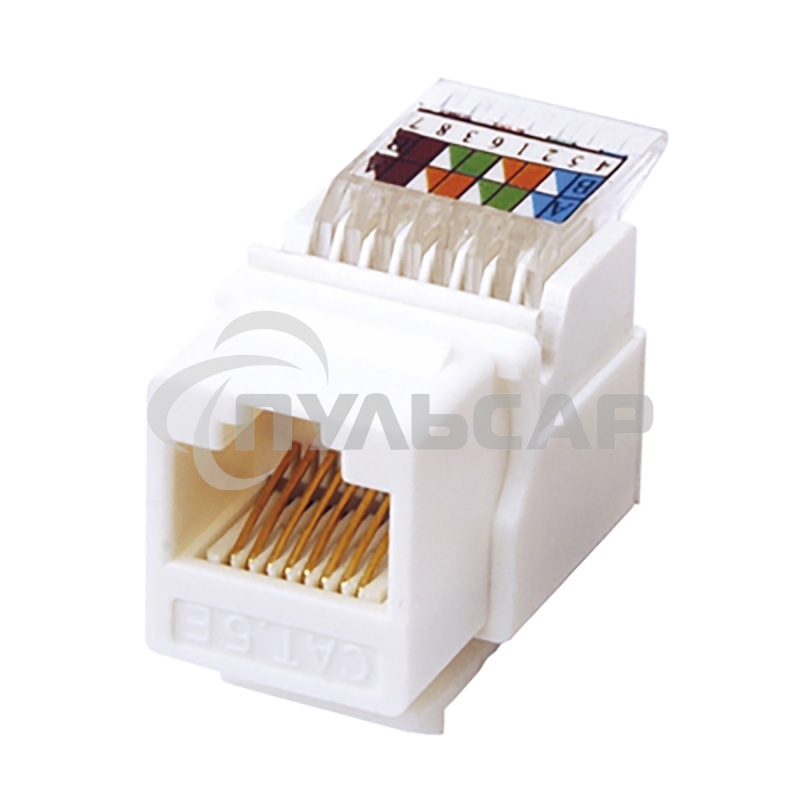 Модуль Rexant Keystone Jack RJ-45(8P8C), UTP неэкранированный, кат.5e, тип 180 градусов,самозажимной, белый