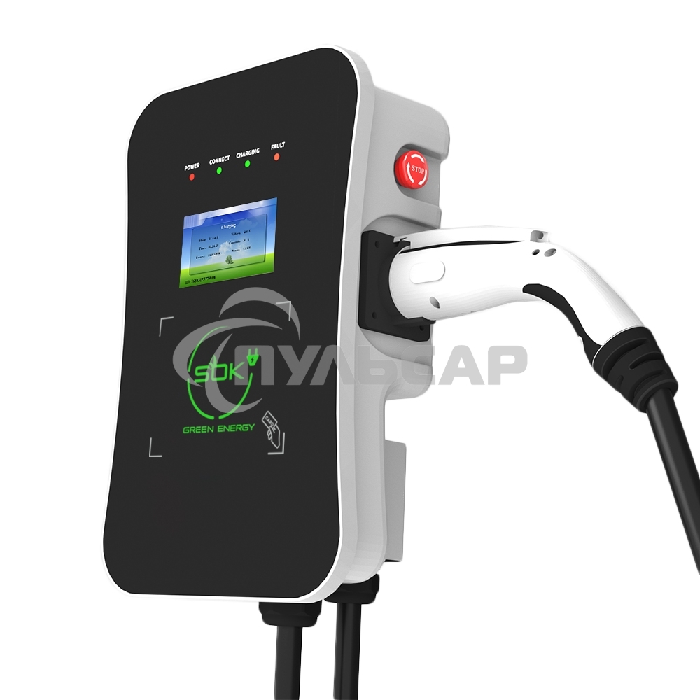 Зарядная станция S'OK Green Energy M3W Series Wallbox EV Charger SM3W10732542-7wf, 1-phase,7kw (32a/ 220v), ocpp 1.6j, rfid, wifi, lan, ip54, кабель 7.5м