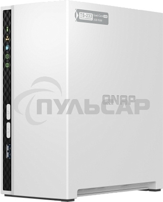 Сетевое хранилище SMB QNAP TS-233 NAS 2 HDD trays. ARM 4-core Cortex-A55 2.0GHz, ram 2 Gb (max), 1x1GbE, 2xUSB 2.0 port,1xUSB 3.2 Gen 1