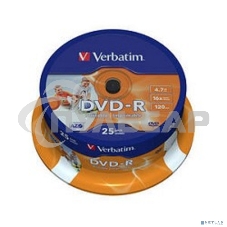 Диск DVD-R Verbatim 4.7Gb 16x Cake Box (25шт) Printable (43538)