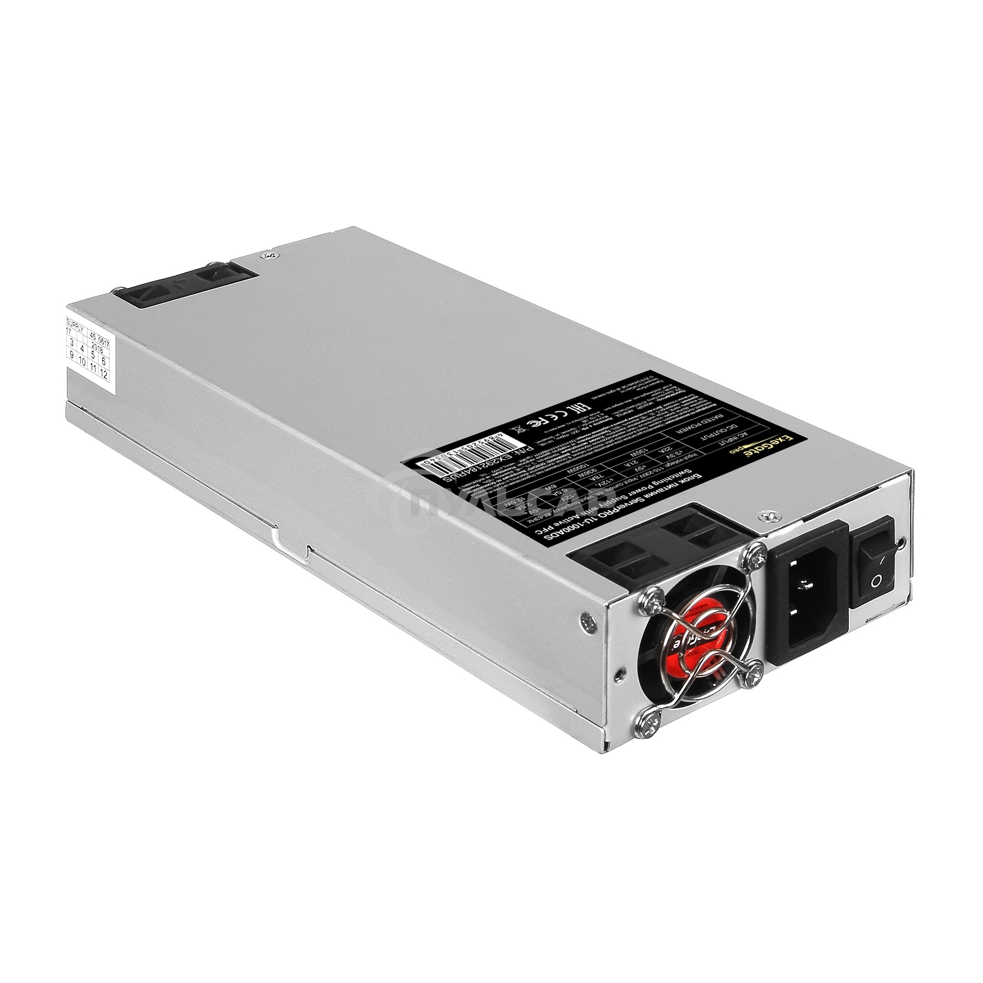 Блок питания серверный 1000W ExeGate EX292184RUS ServerPRO-1U-1000ADS (1U, APFC, КПД 85% (80 PLUS Bronze), 2x4cm fans, 24pin, 2x(4+4)pin, 4xSATA, 3xIDE)