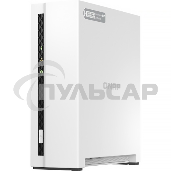 Сетевое хранилище SMB QNAP TS-133 NAS 1 HDD tray. ARM 4-core Cortex-A55 1.8GHz, ram 2 Gb (max), 1x1GbE, 1xUSB 2.0 port,1xUSB 3.2 Gen 1