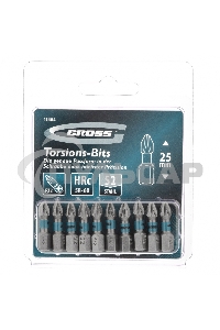 Набор бит торсионных PZ2x25 мм, для ударных шуруповертов, 10 шт. Gross